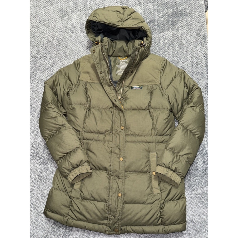 LL Bean Women's Olive Green Mountain Classic Down Parka Hood Size XSmall